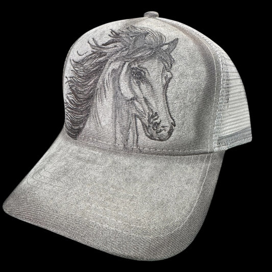 Beauty in the Mare- Burned Suede Trucker Hat