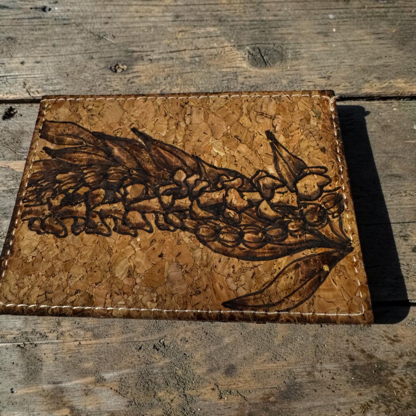 Burned Cork Card Holder