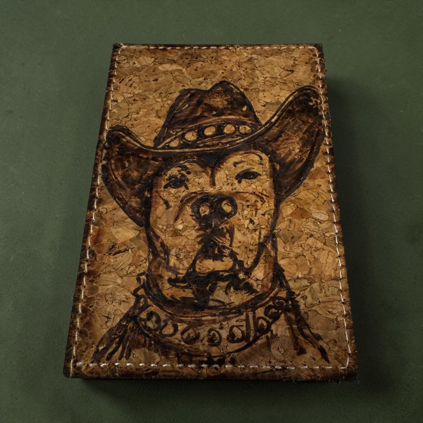 Burned Cork Card Holder