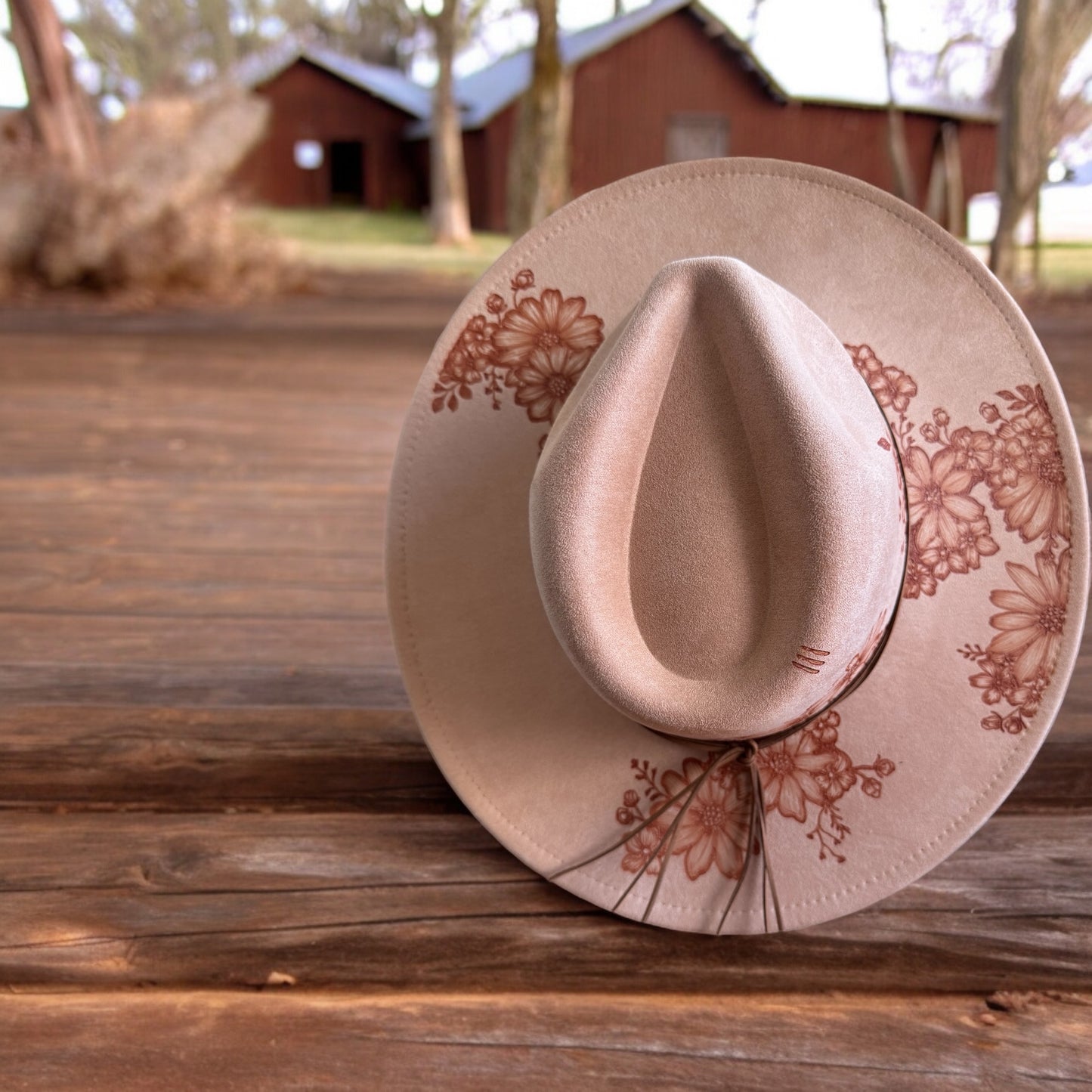 Mary’s Rose - Burned Wide Brim Hat