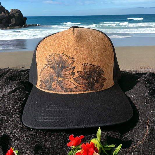 Lehua Blooms - Burned Cork Trucker Hat