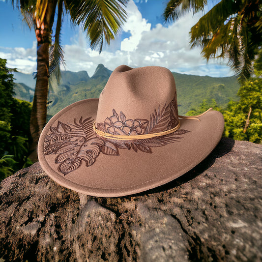 Plantation - Burned Cowboy Style Hat