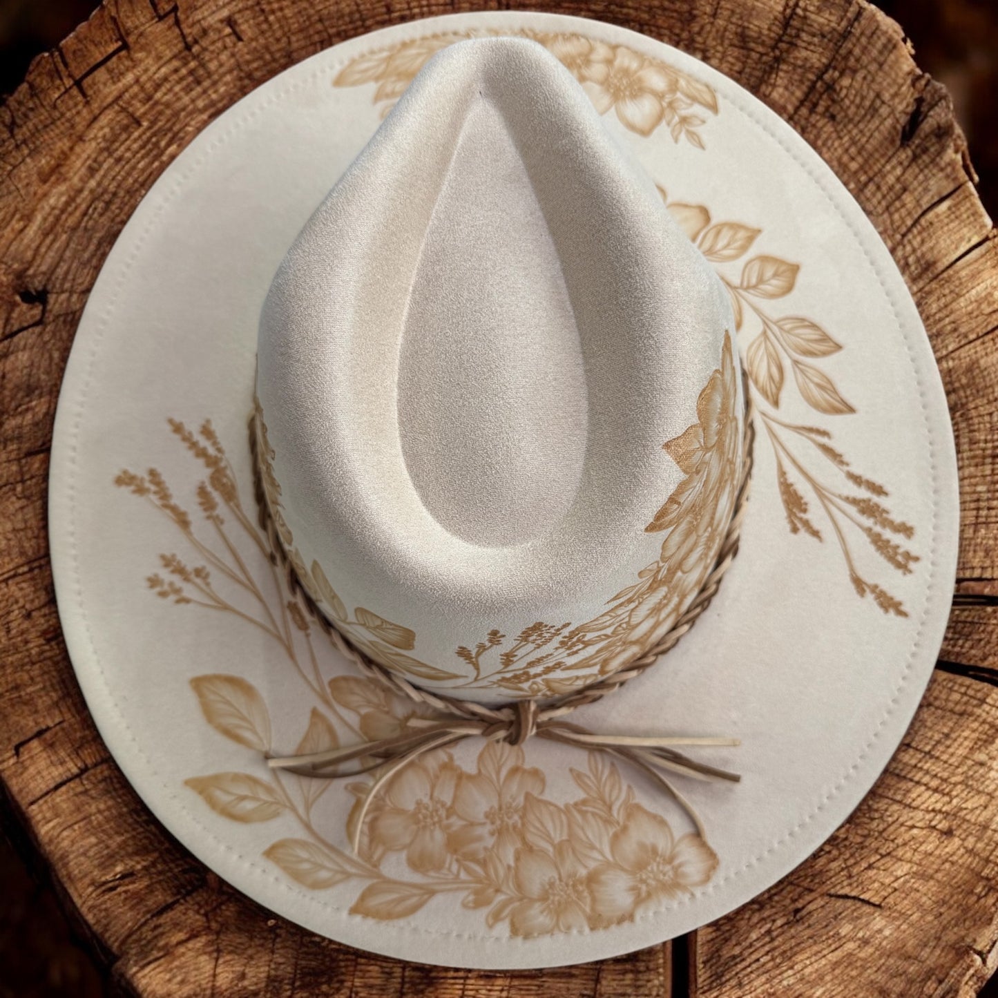 Jasmine - Burned Wide Brim Hat