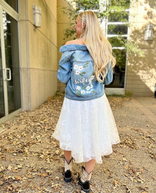 Wifey Denim Jacket - Handpainted