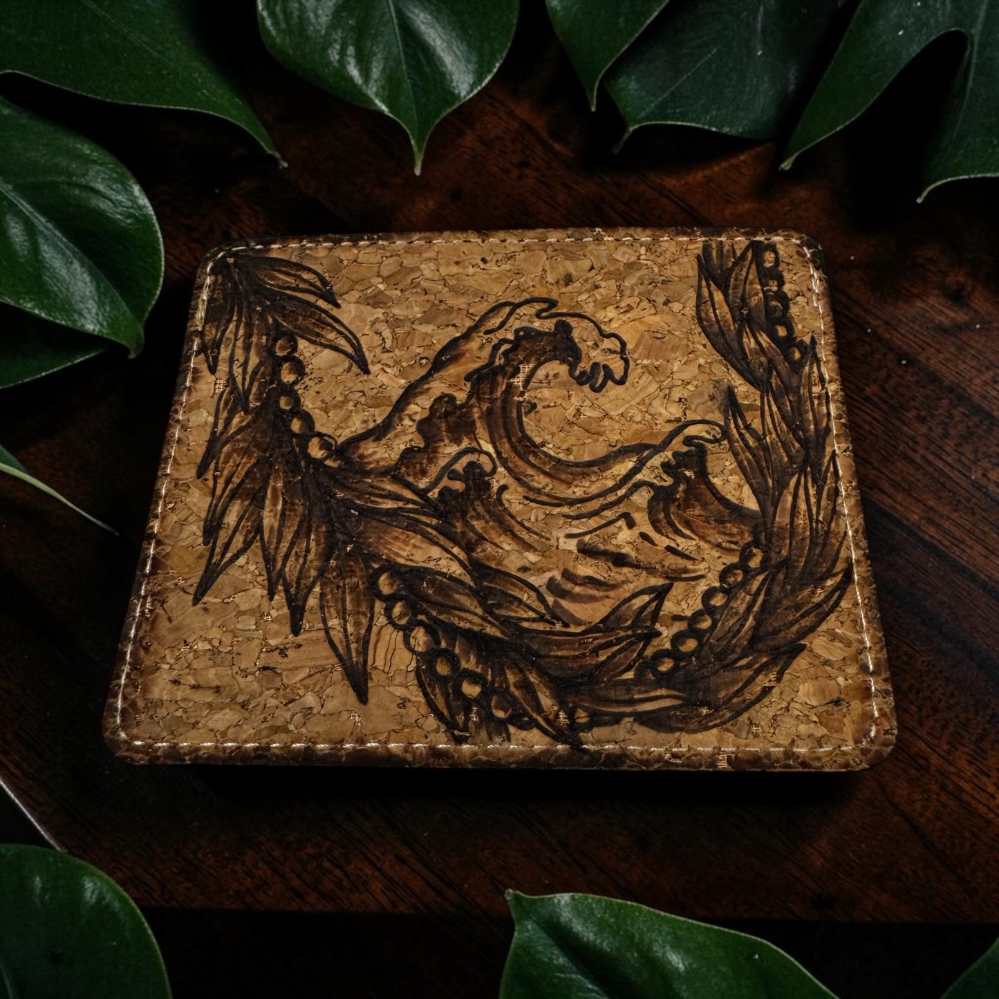 Burned Cork Card Holder