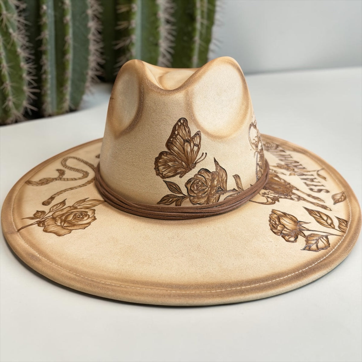 Rowdy Gal- Burned Wide Brim Fedora