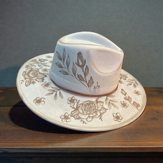 Fleur de Rose - Burned Wide Brim Fedora