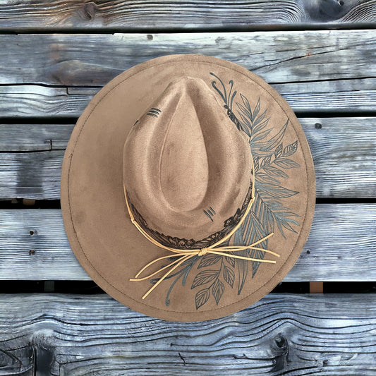 Petals in the Meadow - Burned Wide Brim Hat