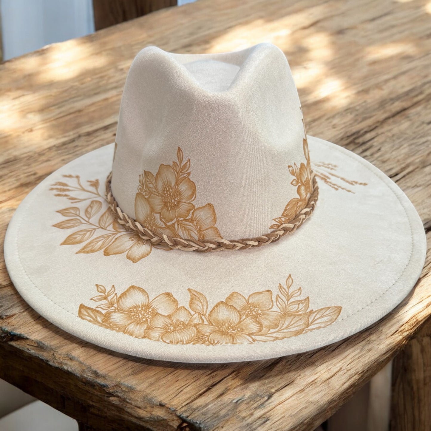 Jasmine - Burned Wide Brim Hat