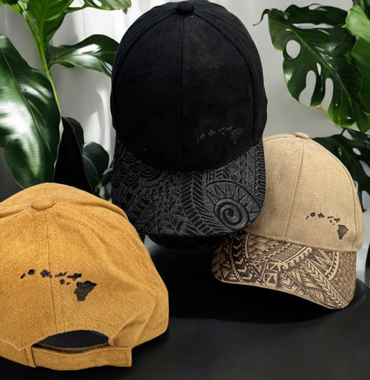 To the Islands - Tribal Burned Suede Baseball Cap