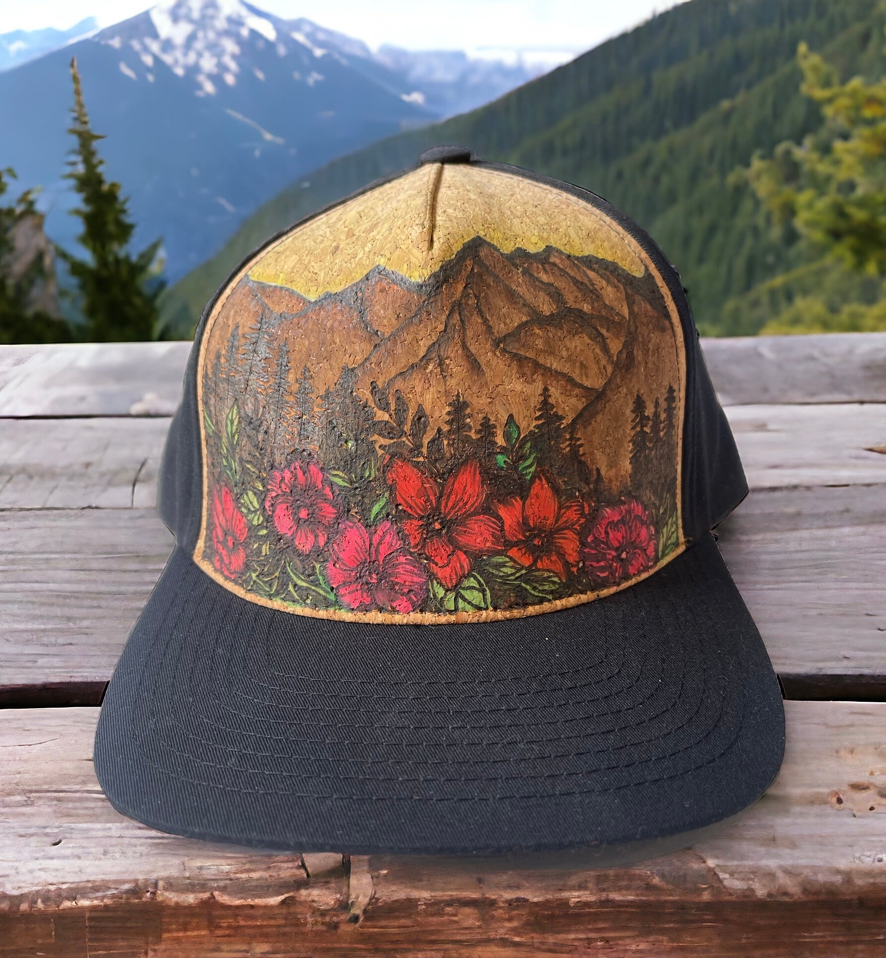 Daydream - Pyrography Burned & Hand Painted Cork Trucker Hat – Piper Hat Co