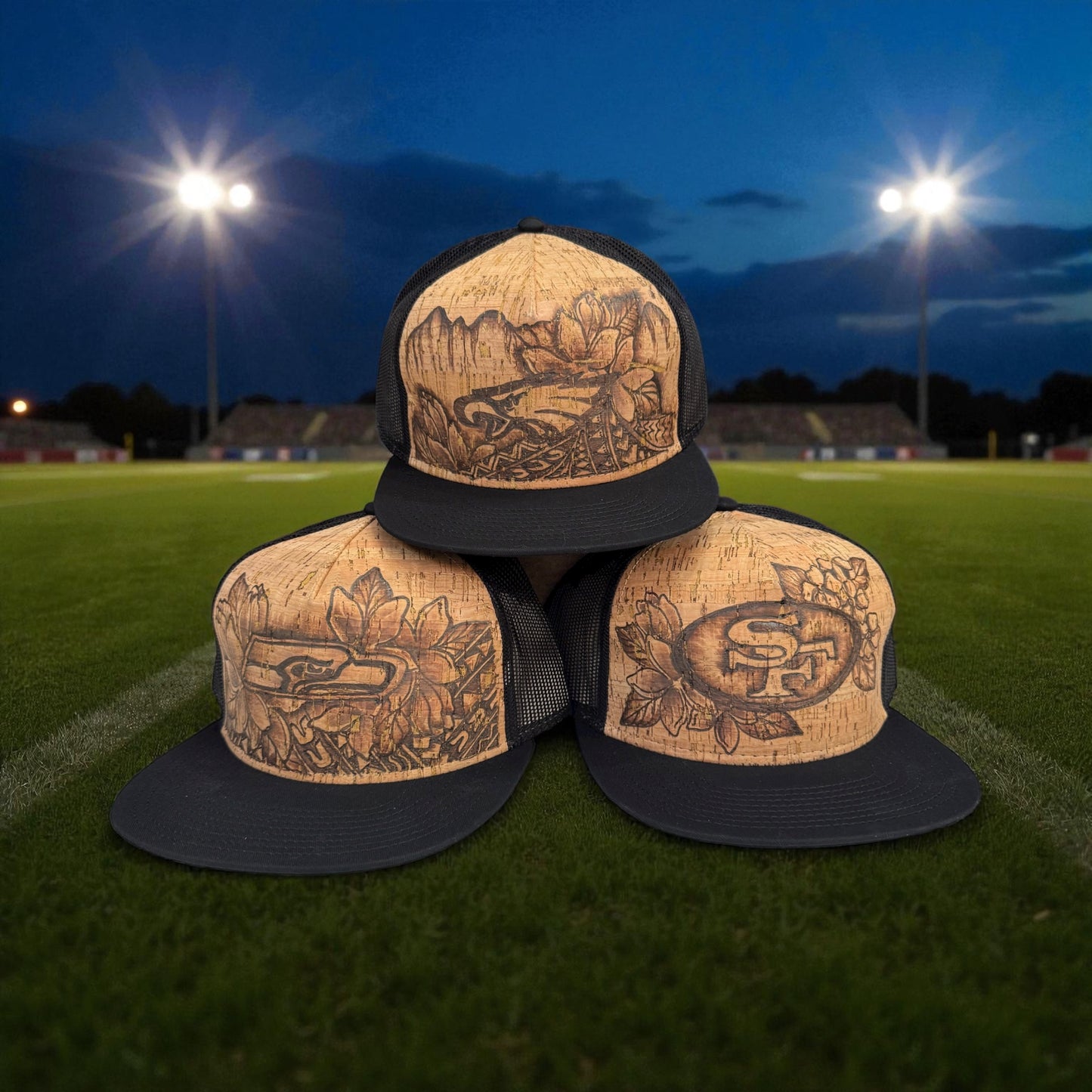Football with Aloha - Burned Cork Trucker Hat Collection