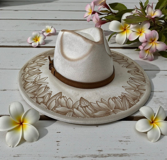 Pua Melody - Burned Wide Brim Hat