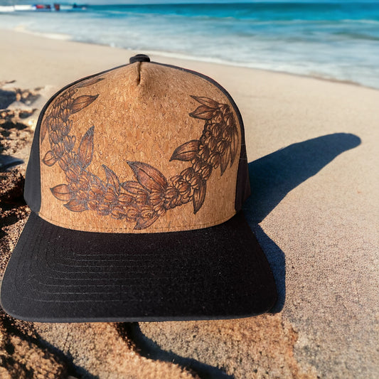 Pikaké & Ti Leaf Lei - Burned trucker Hat