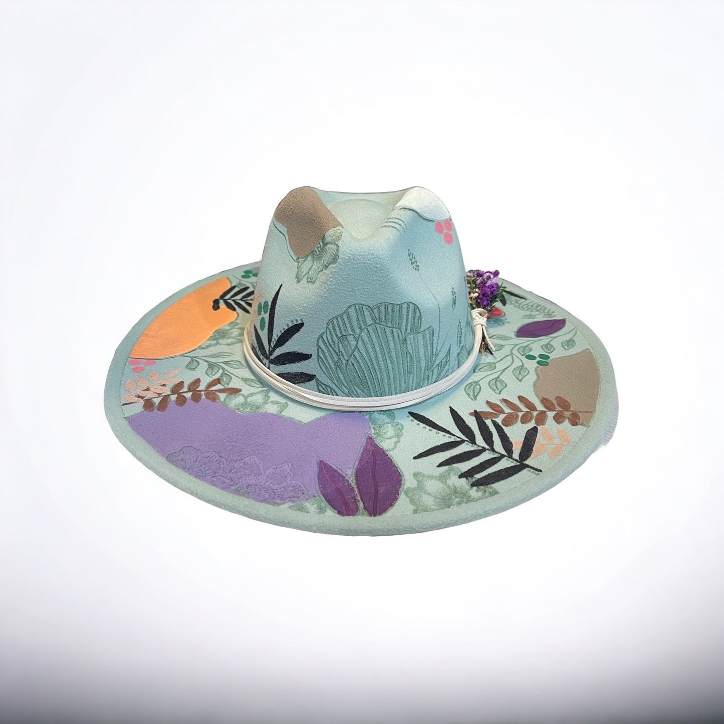 Sensational- Burned and Painted Wide Brim Hat