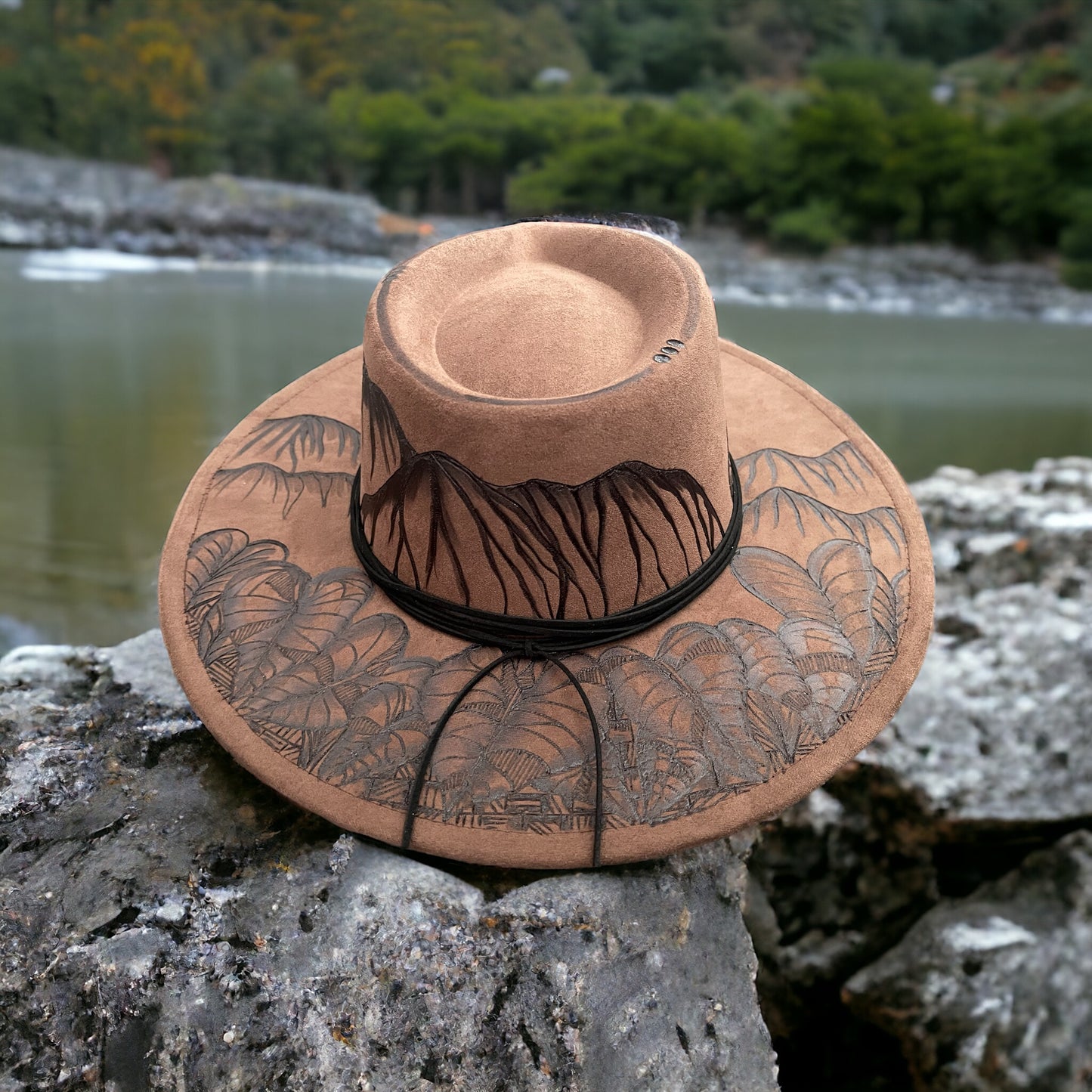 Iwa & Lo’i Kalo - Burned Wide Brim Hat