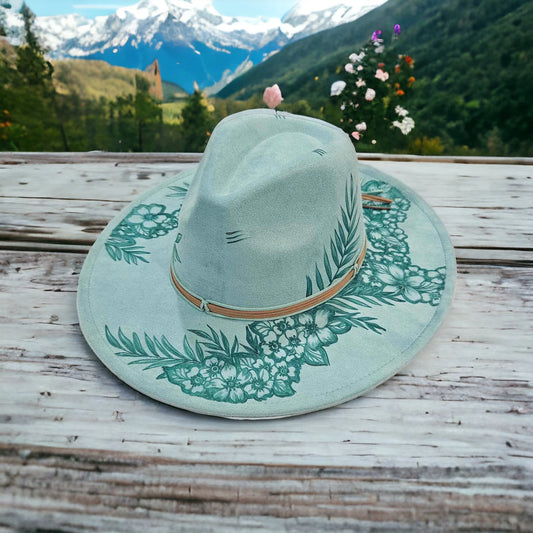 Celeste - Burned Wide Brim Hat