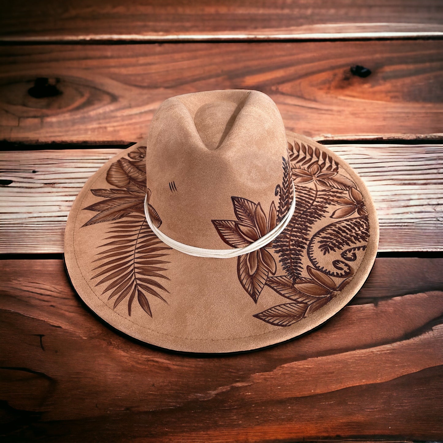 Paradise Palms - Burned Wide Brim Hat