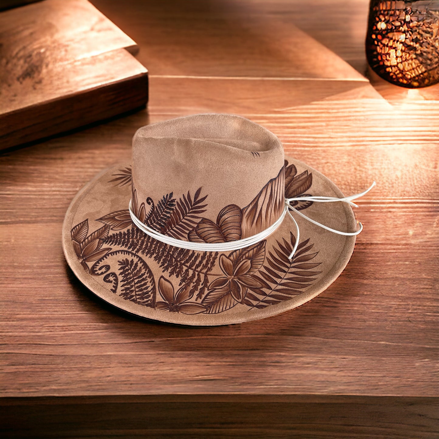 Paradise Palms - Burned Wide Brim Hat