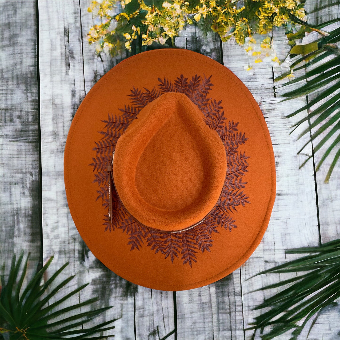 Fern & Flames- Wide Brim Rancher Style Hat