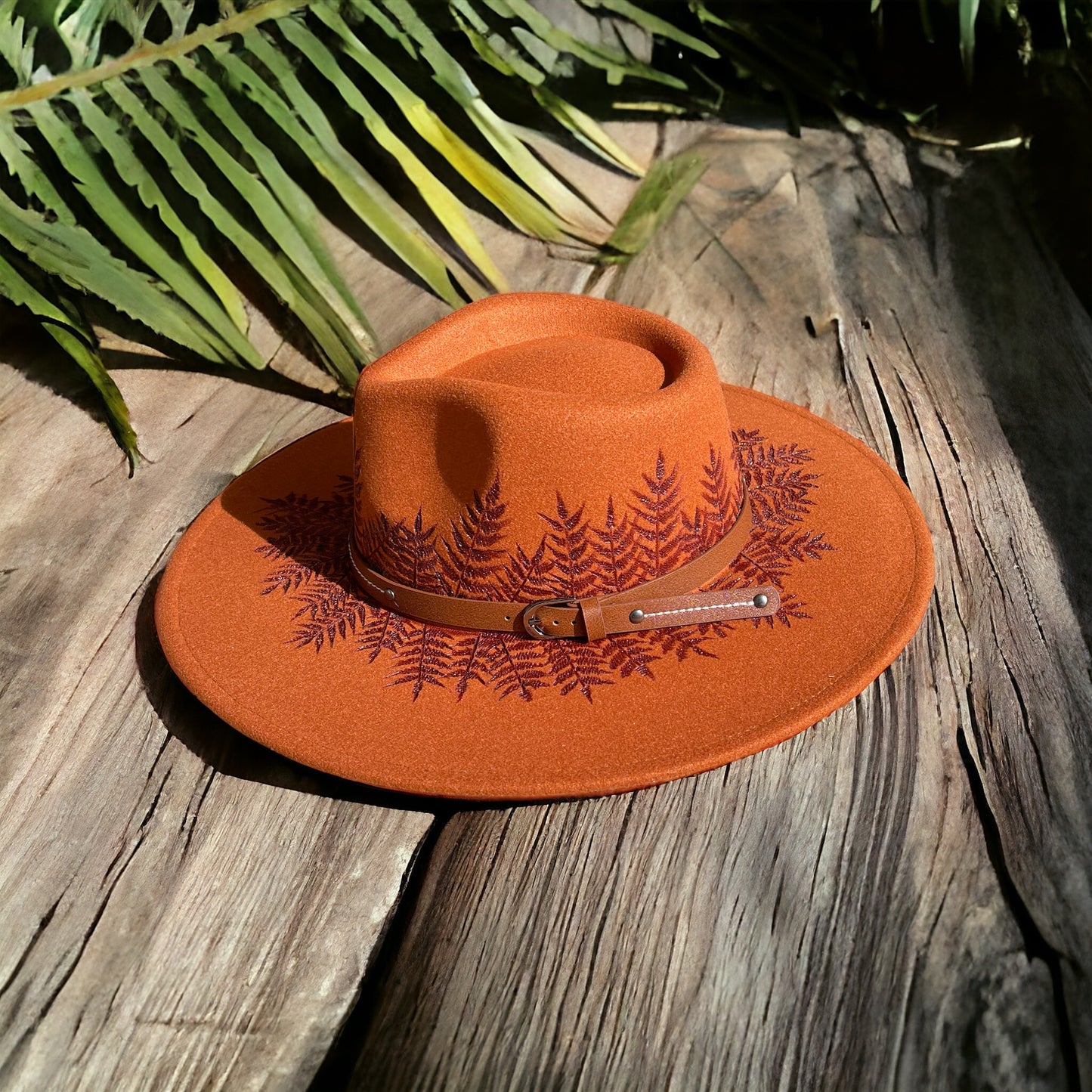 Fern & Flames- Wide Brim Rancher Style Hat