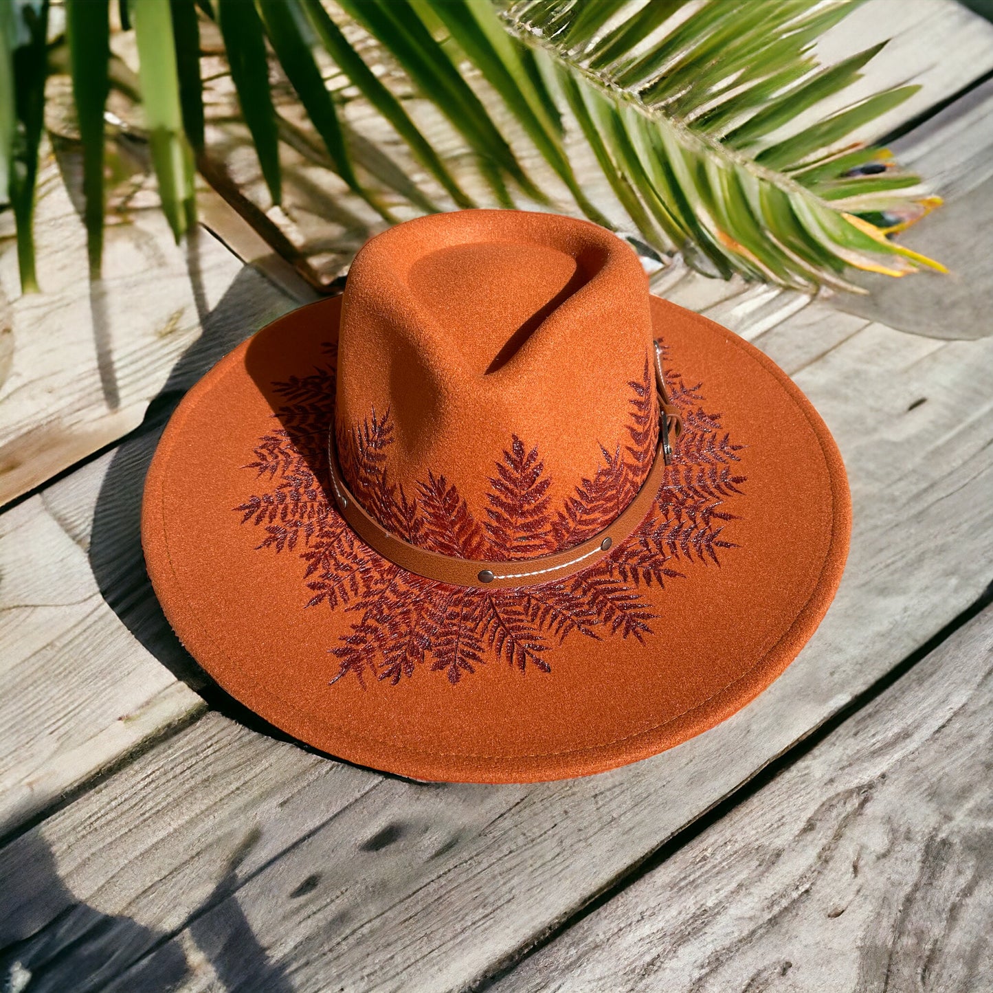 Fern & Flames- Wide Brim Rancher Style Hat