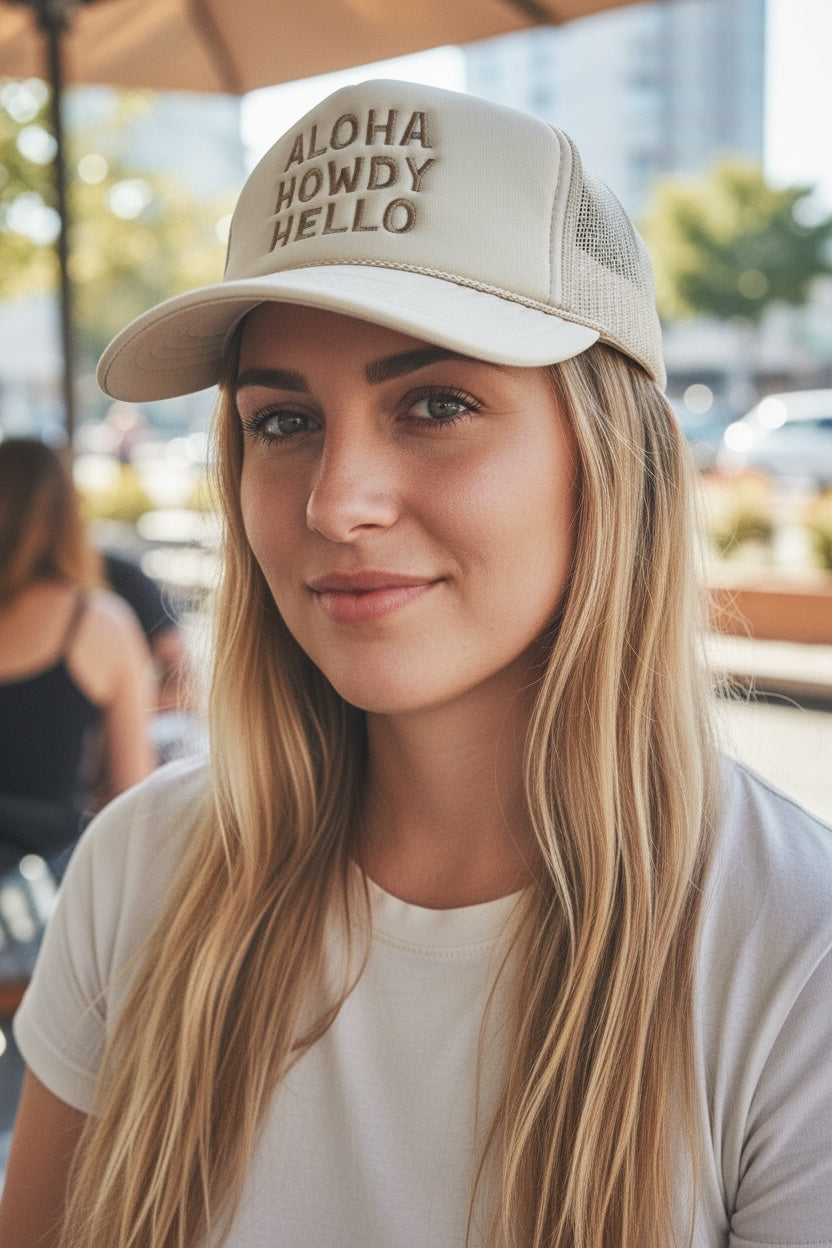 Aloha Howdy Hello Trucker Hat