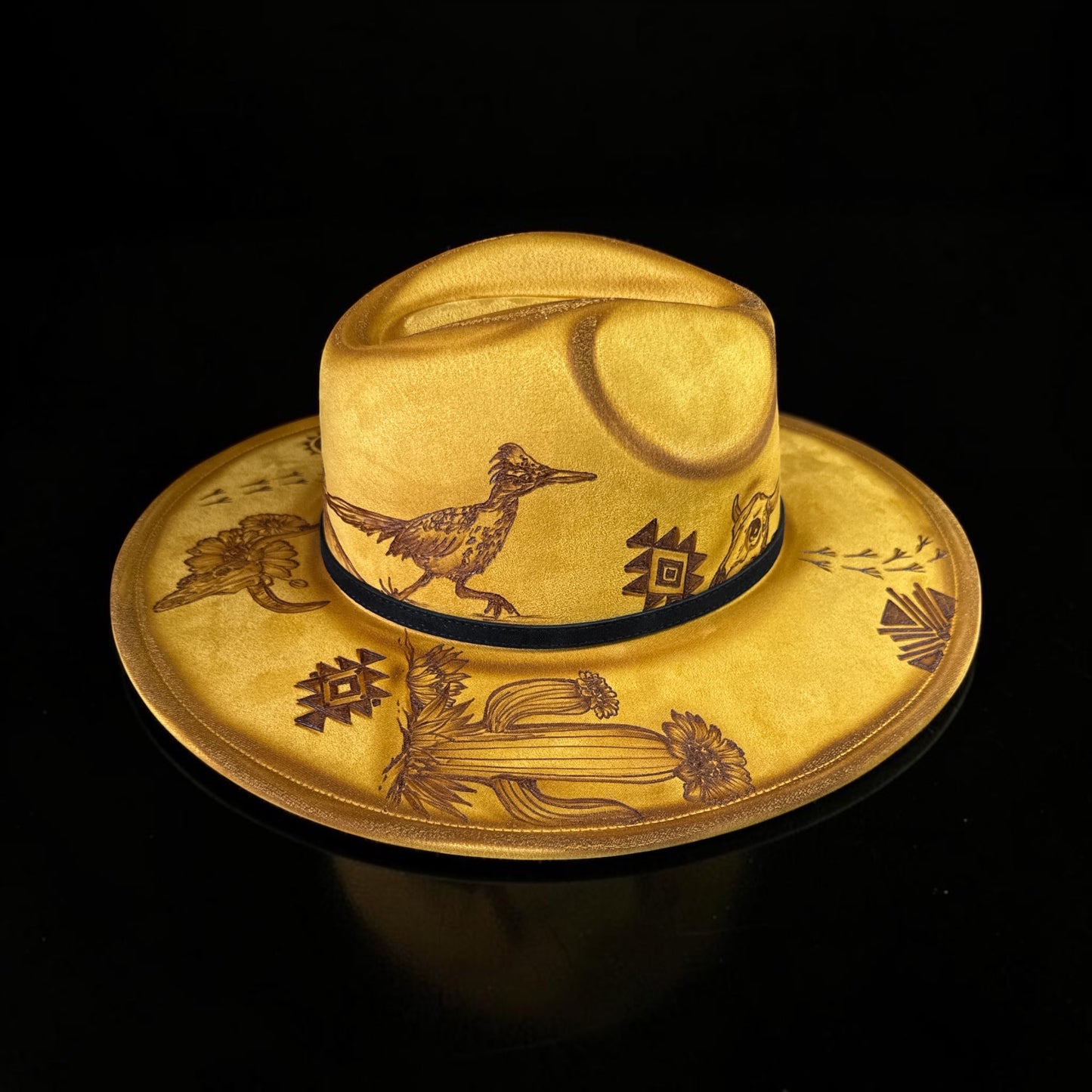 The Roadrunner- Burned Wide Brim Fedora