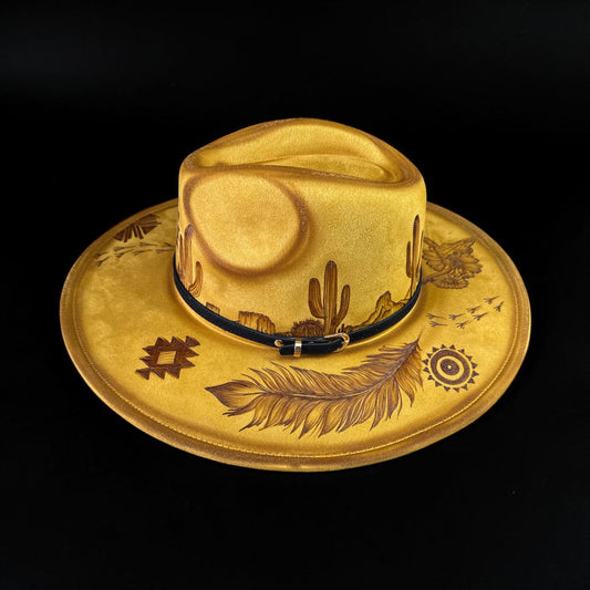 The Roadrunner- Burned Wide Brim Fedora