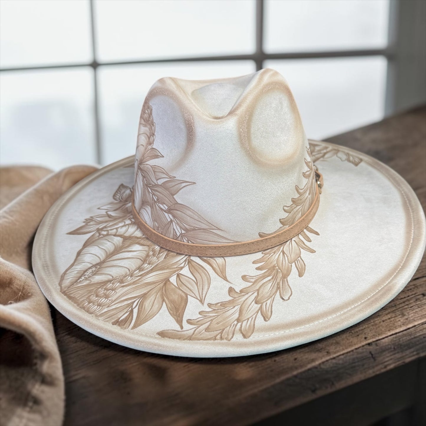 Mōhala I Ka Wai - Burned Wide Brim Fedora