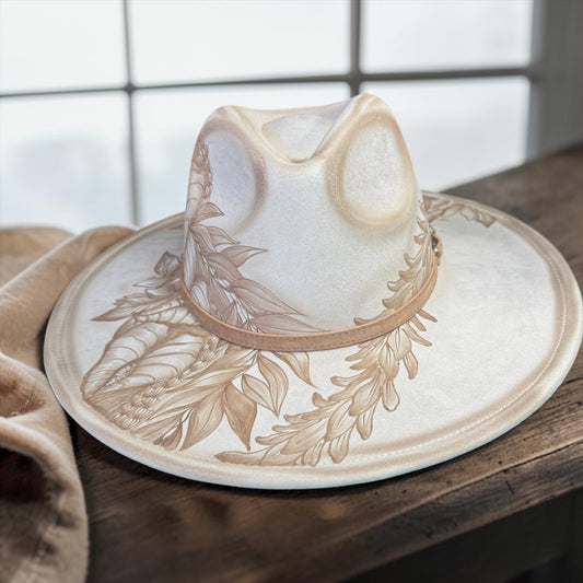 Mōhala I Ka Wai - Burned Wide Brim Fedora