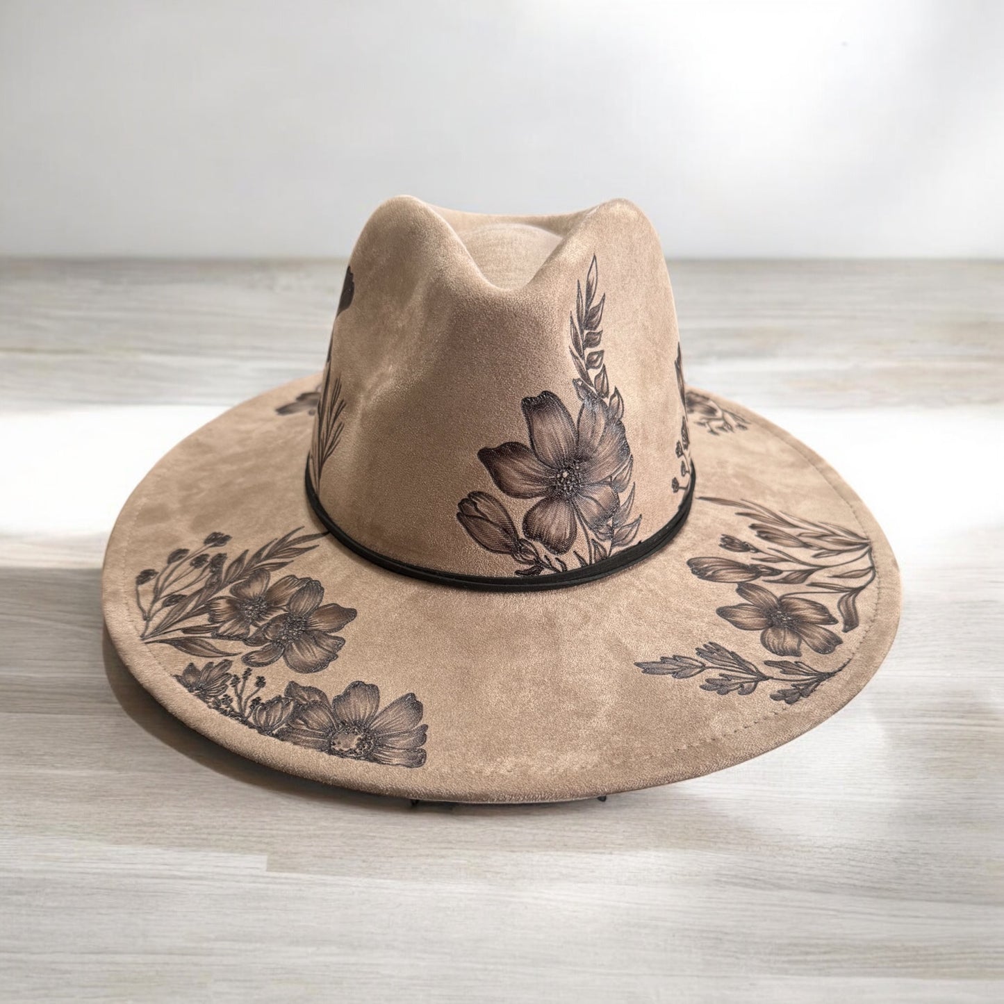 Pasture Rose - Burned Wide Brim Hat