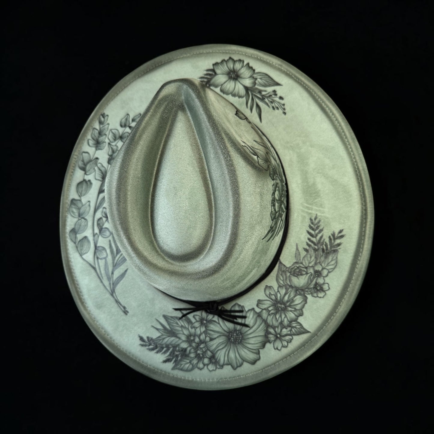 Bloom with Grace - Burned Wide Brim Fedora