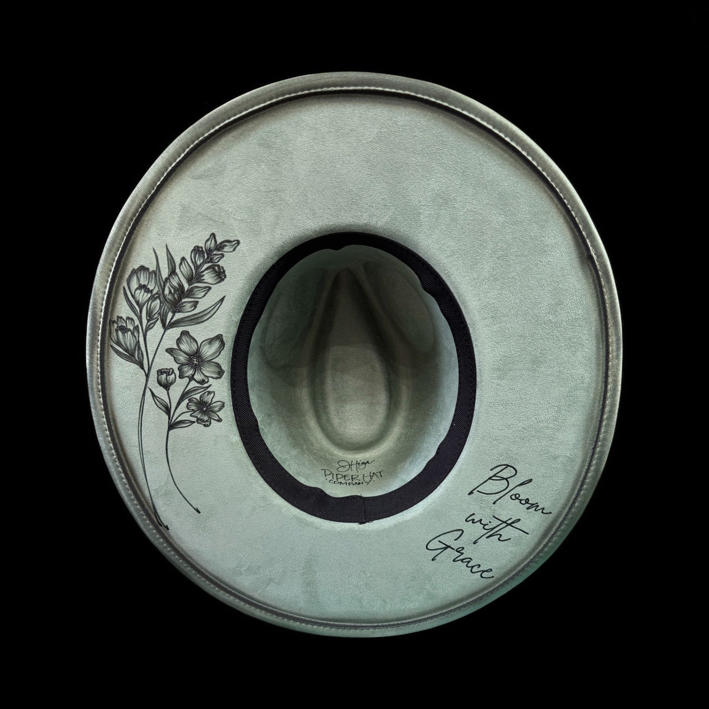 Bloom with Grace - Burned Wide Brim Fedora