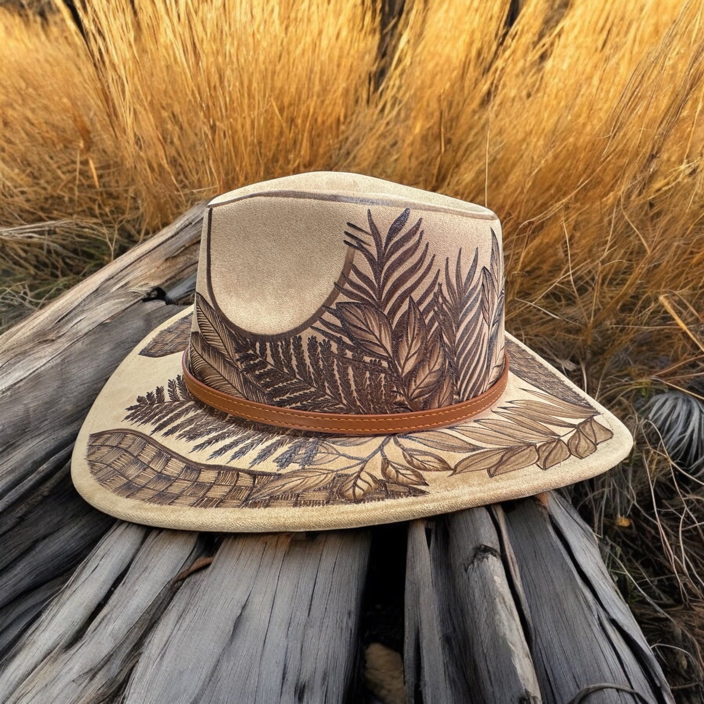 Ferns & Hala - Burned Short Brim Cowboy Hat