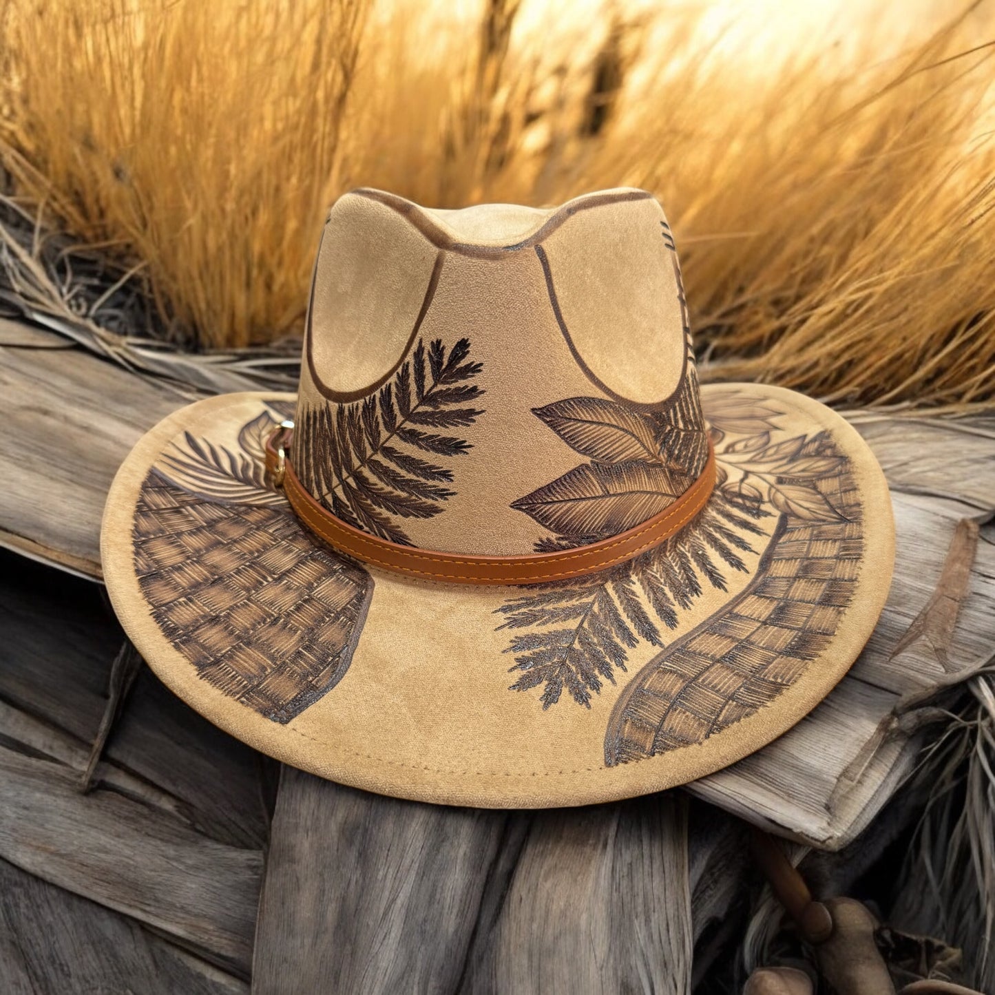 Ferns & Hala - Burned Short Brim Cowboy Hat