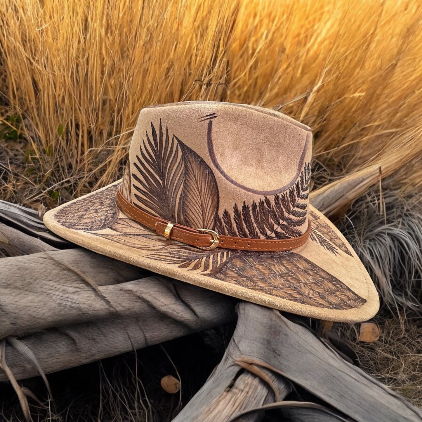 Ferns & Hala - Burned Short Brim Cowboy Hat