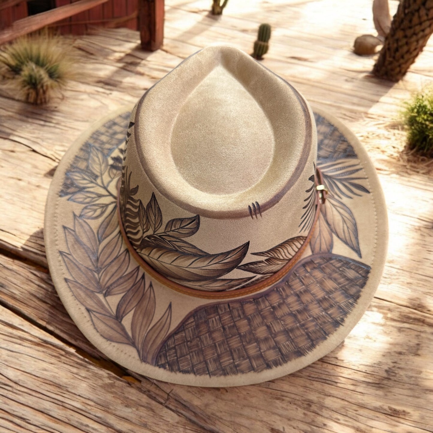 Ferns & Hala - Burned Short Brim Cowboy Hat