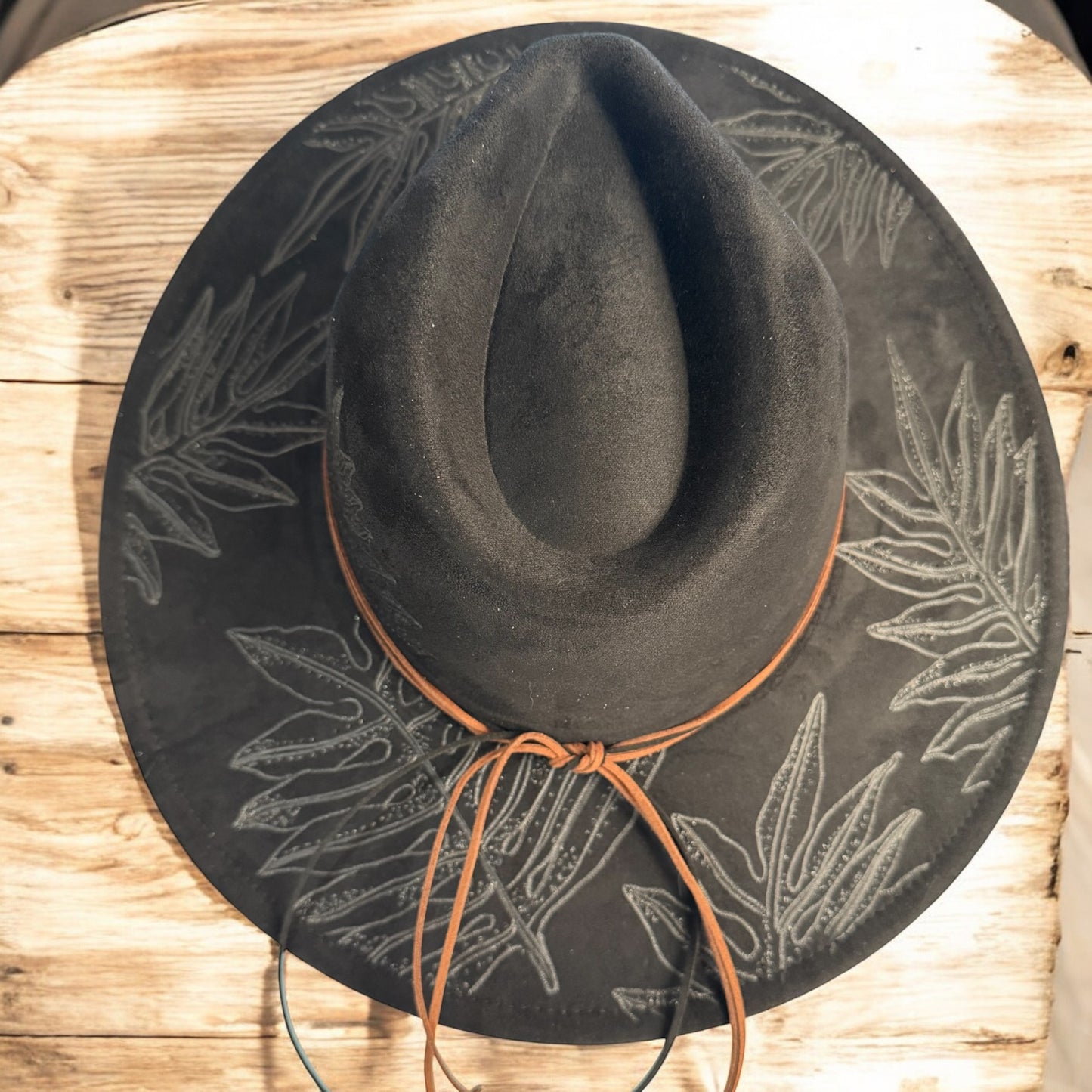 Laua’e Fern  - Burned Wide Brim Hat