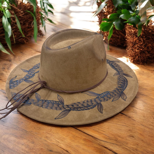 Meaningful Twist- Burned Wide Brim Hat