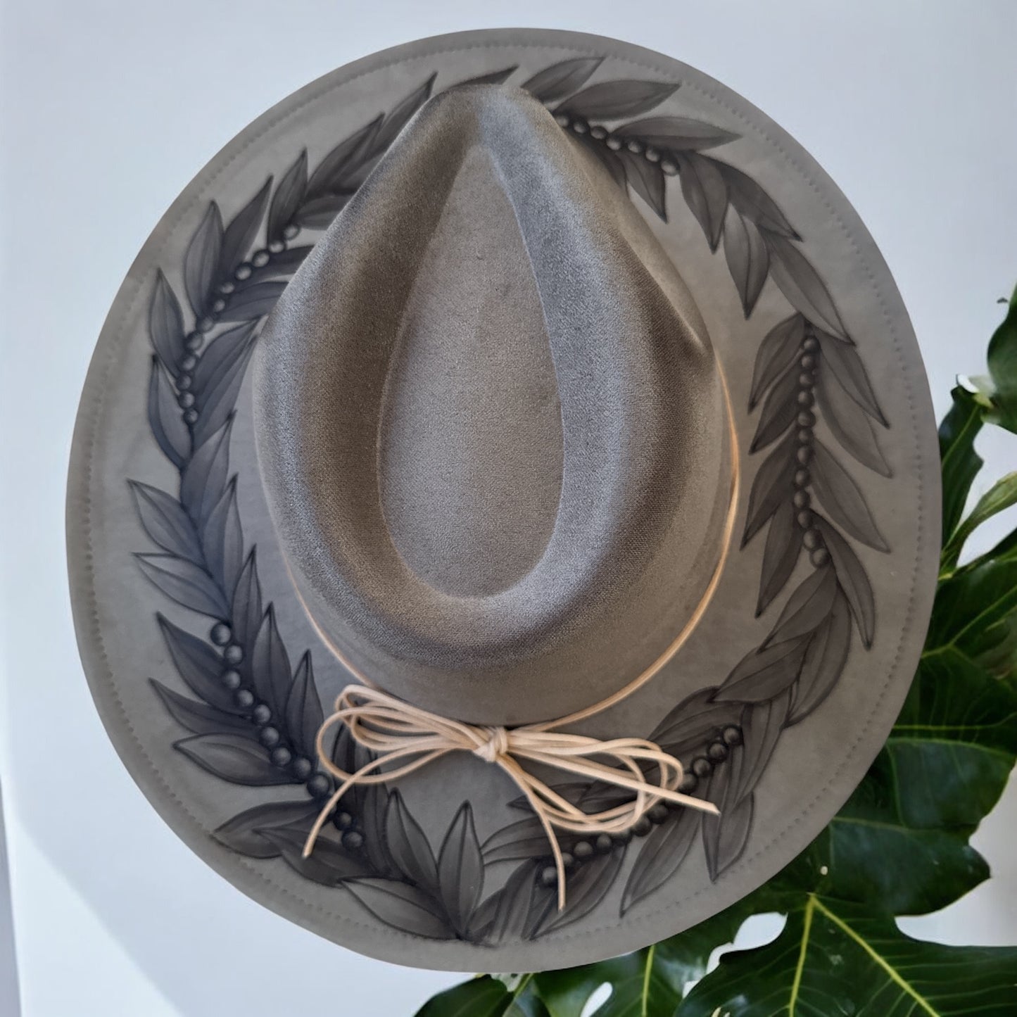 Lei Mokihana & Maile - Burned Wide Brim Hat
