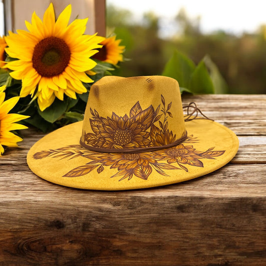 Sunny Petals - Burned Wide Brim Hat