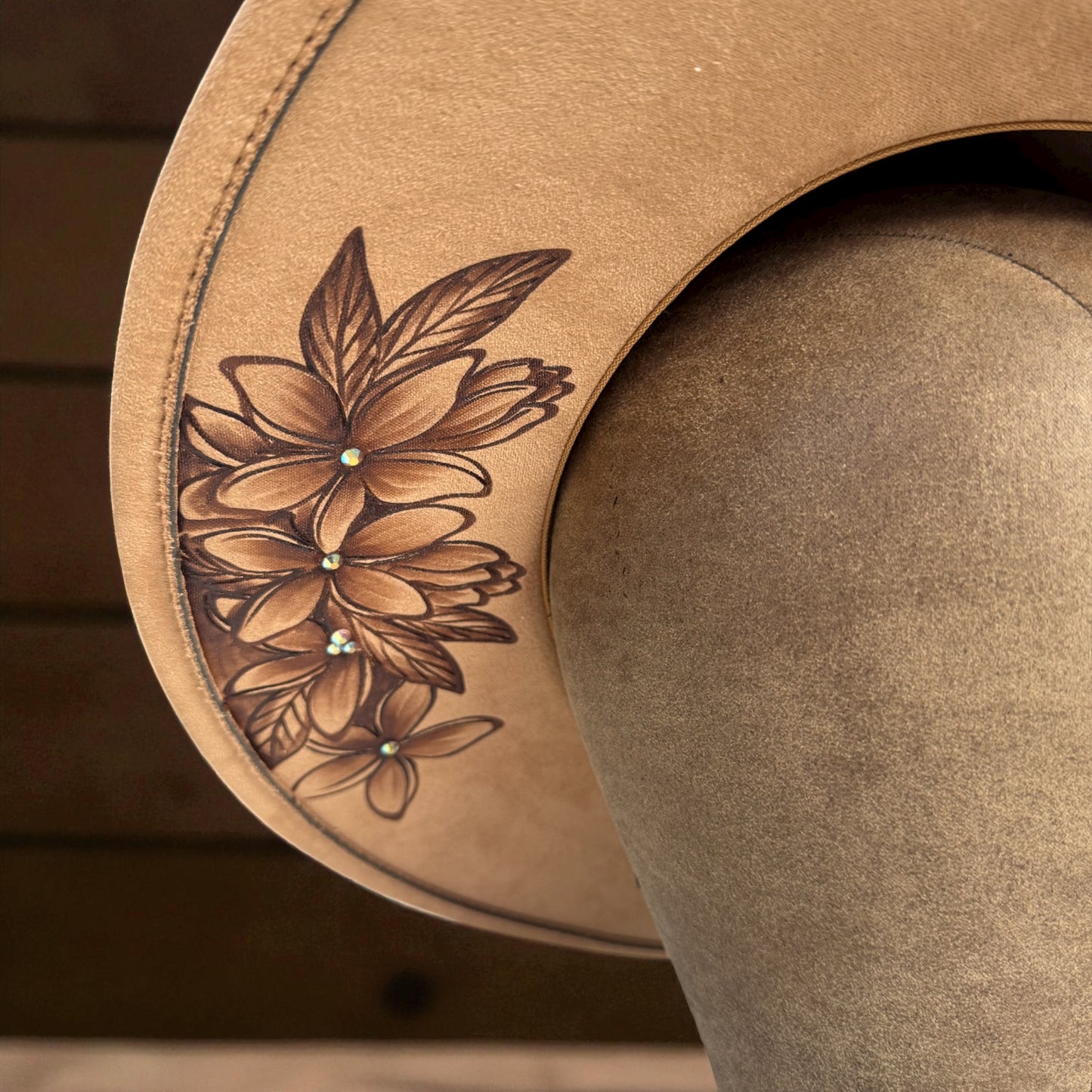 Swarovski Petals - Burned Wide Brim Hat