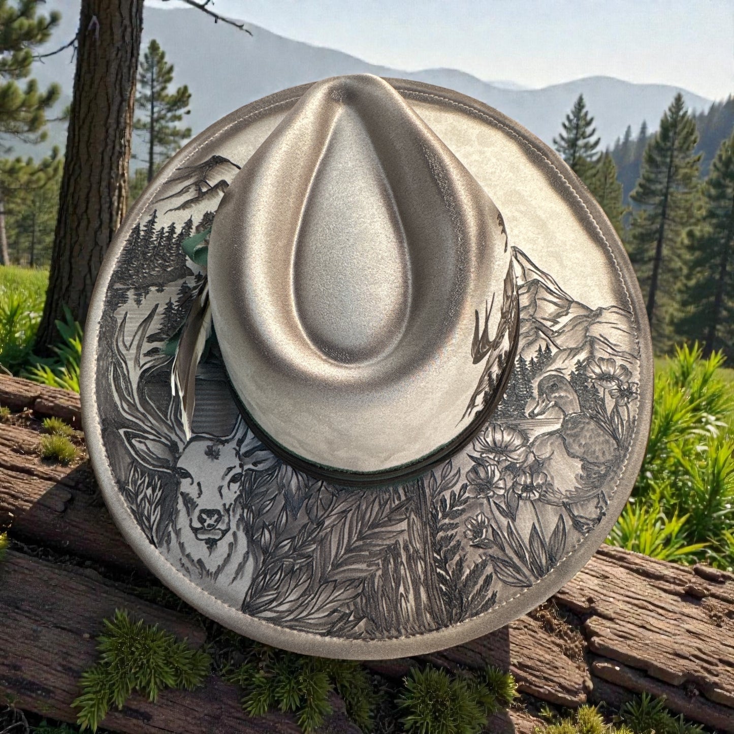 Outside of the Blind - Burned Wide Brim Fedora