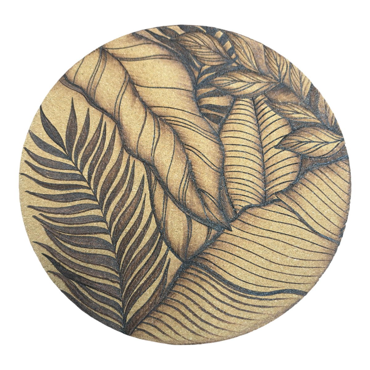 Tropics Trivet Set - Burned Cork Pot/Plant Plates