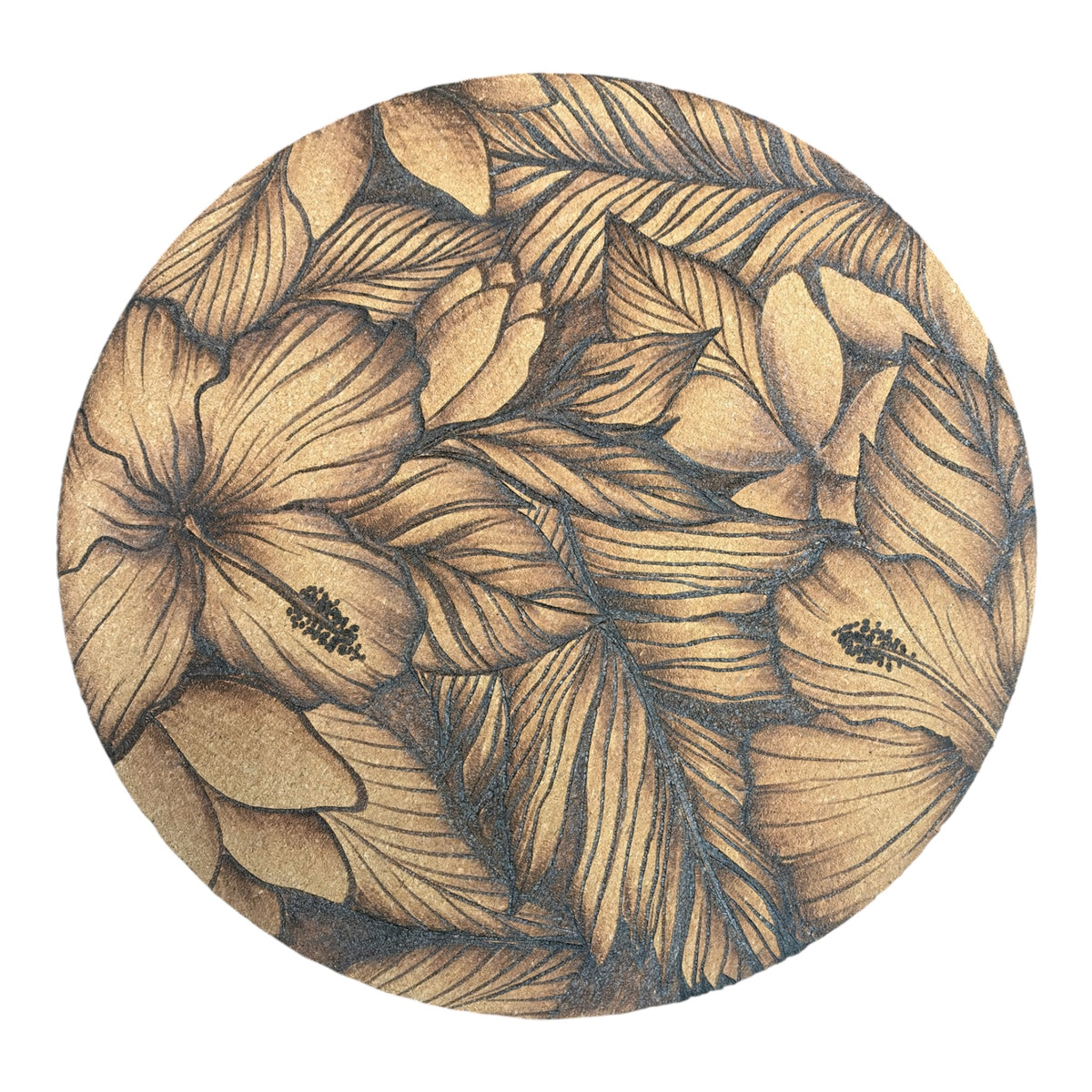 Tropics Trivet Set - Burned Cork Pot/Plant Plates