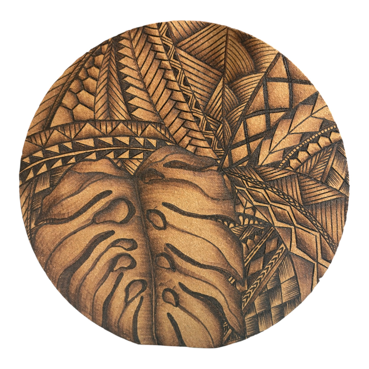 Tropics Trivet Set - Burned Cork Pot/Plant Plates