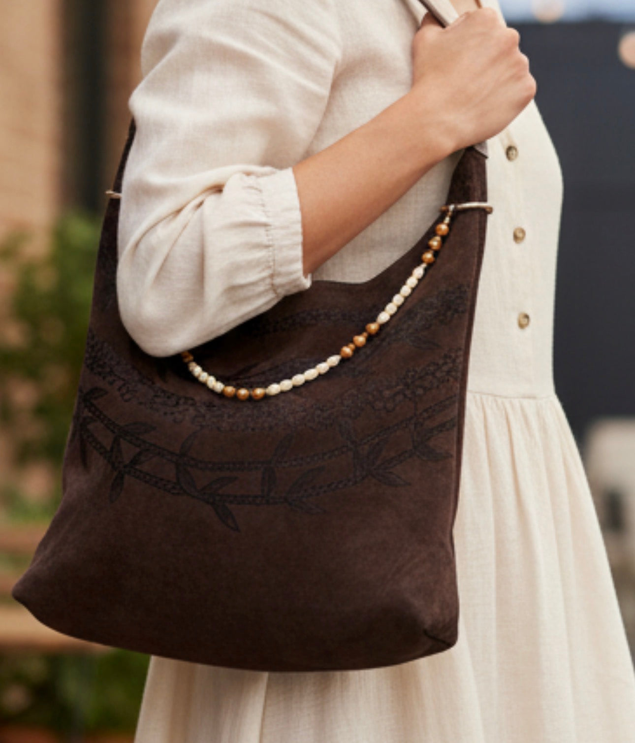 Burned Suede Hobo Bag