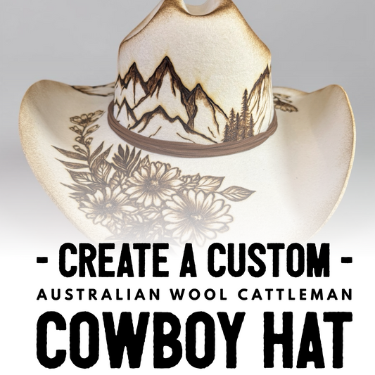 Create a Custom Burned - Australian Wool Cattleman Cowboy Hat
