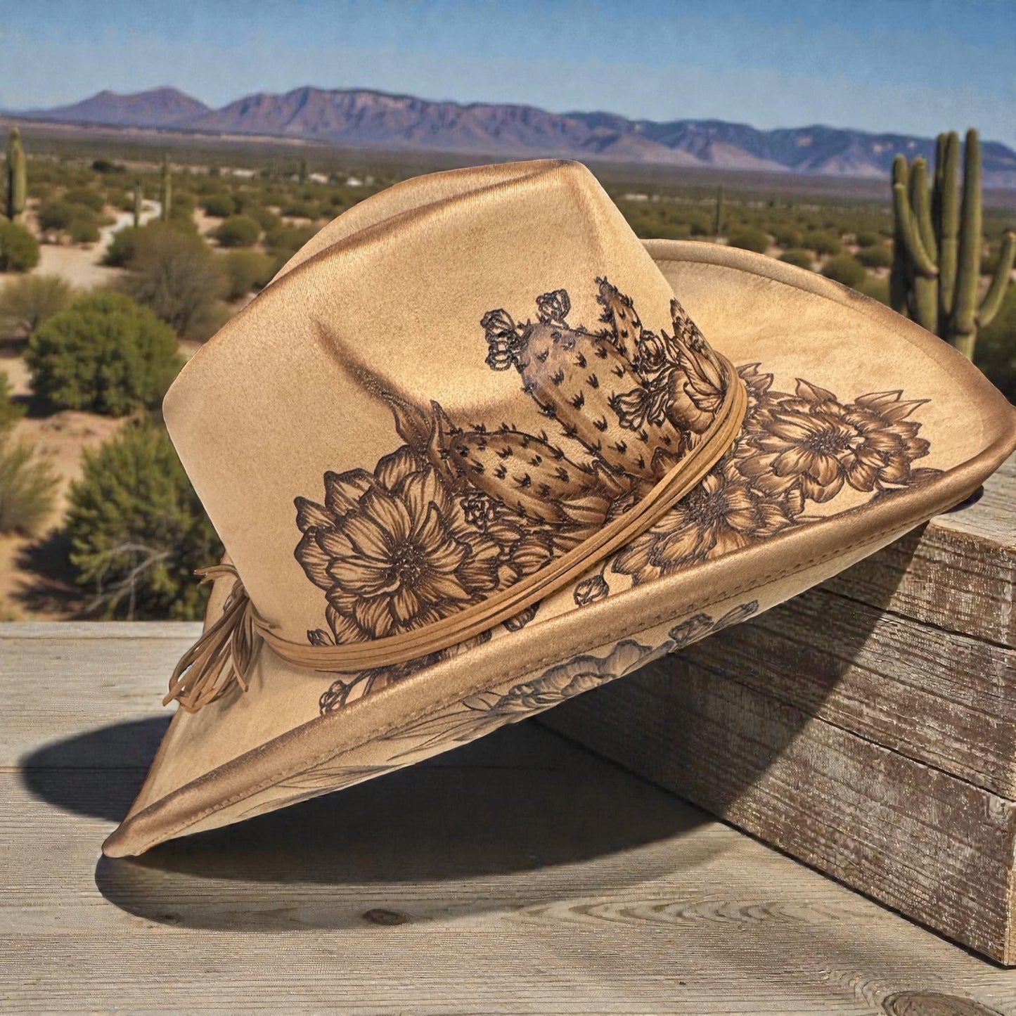 Desert Cowgirl- Burned Cowboy(Swoop)Hat